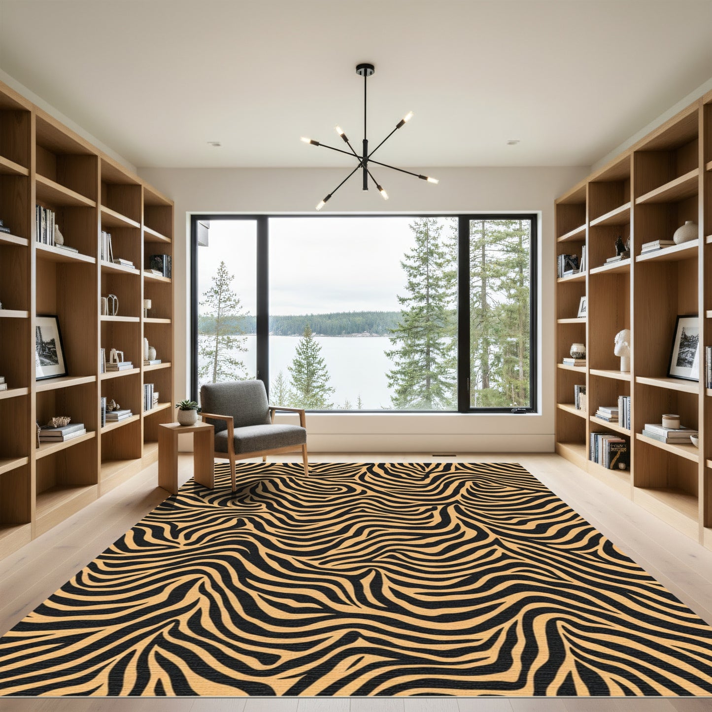 Amber Black Striped Contemporary Rug
