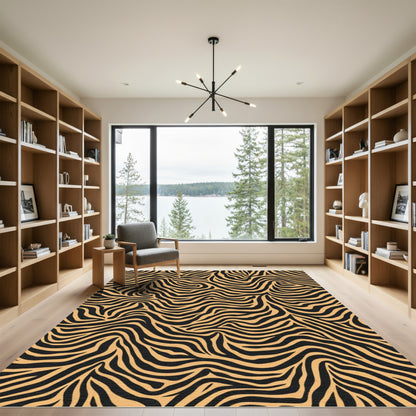 Amber Black Striped Contemporary Rug