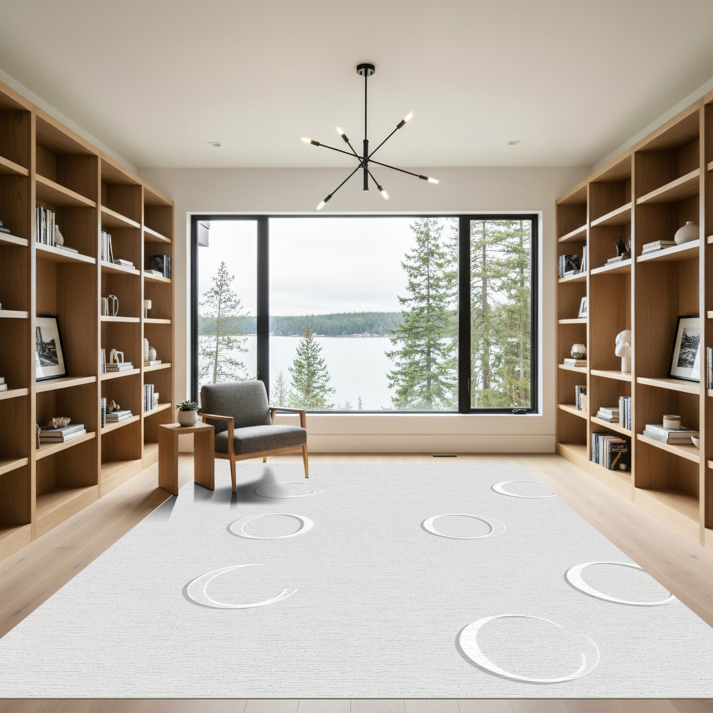 Silver Moon Phases Minimalist Rug