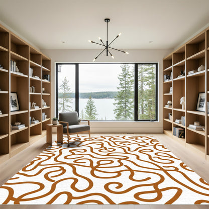 Warm Brown Organic Line Art Rug