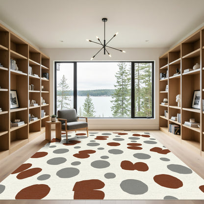 Red Gray Spotted Organic Scatter Rug