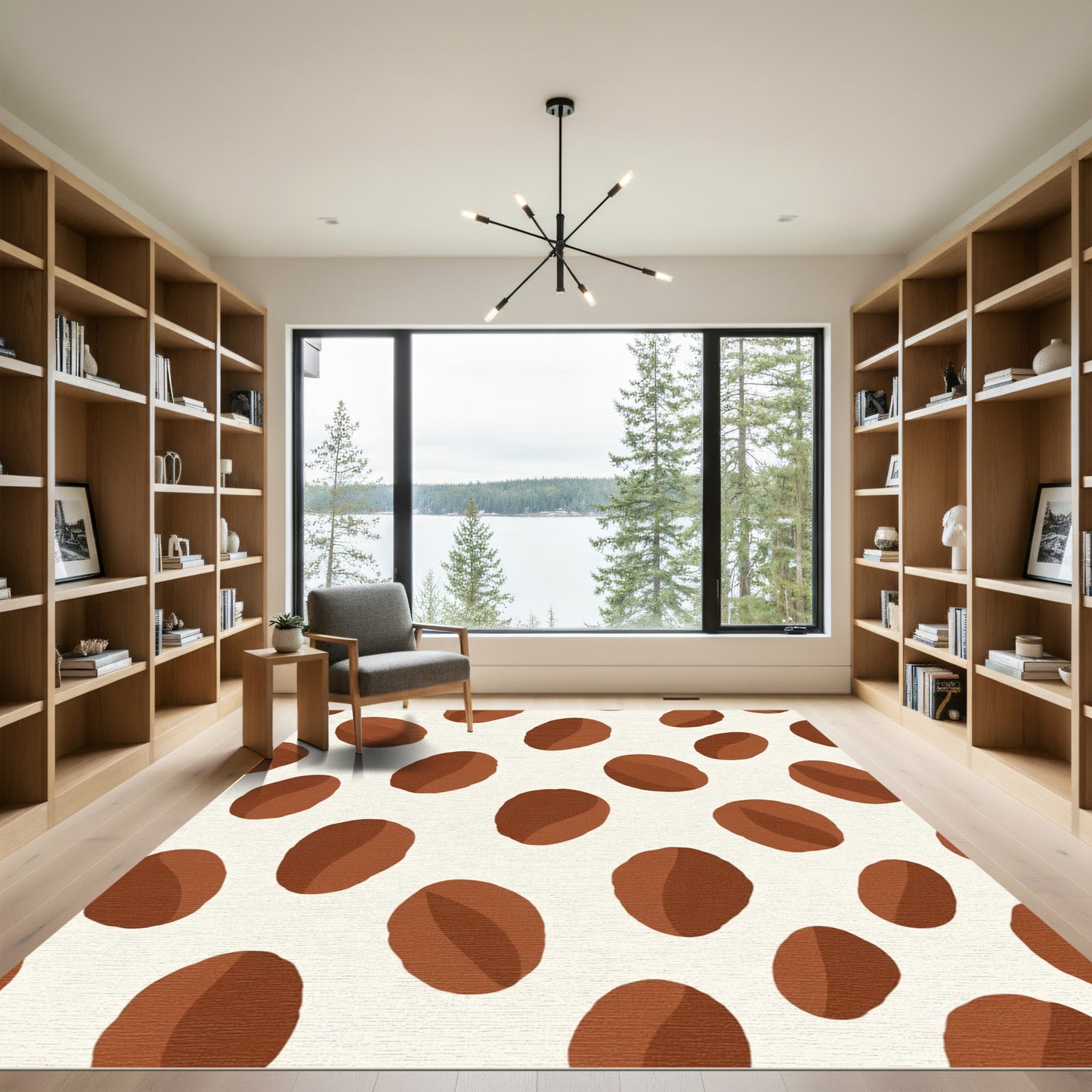 Brown Coffee Bean Scatter Rug
