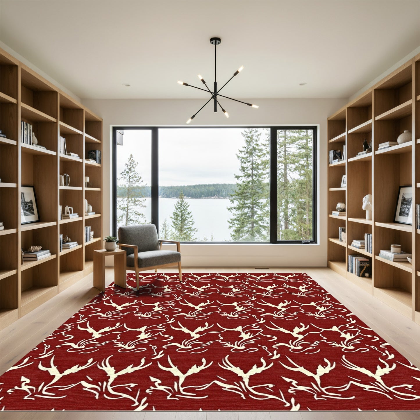 Crimson Ivory Abstract Organic Weave Rug
