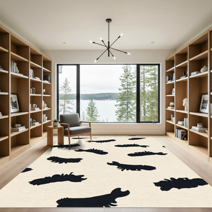 Bold Black Abstract Ink Blot Rug