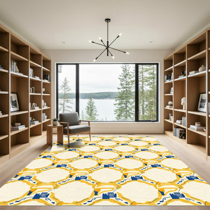 Golden Yellow Interlocking Diamond Shapes Rug
