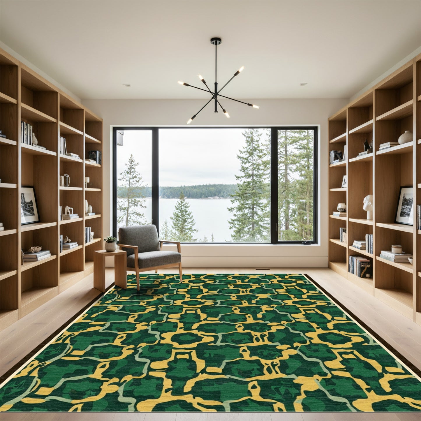 Emerald Yellow Interlocking Organic Shapes Rug