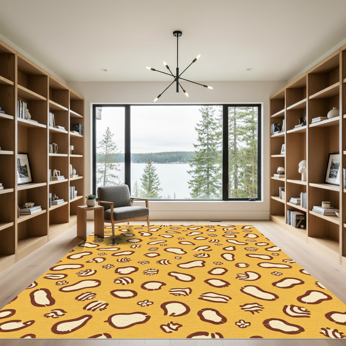 Yellow Spotted Animal Print Rug