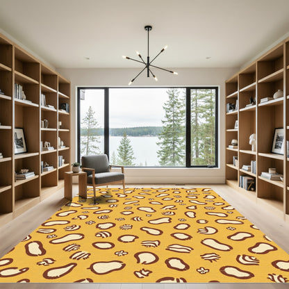 Yellow Spotted Animal Print Rug