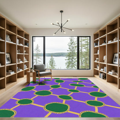 Purple Green Organic Network Rug
