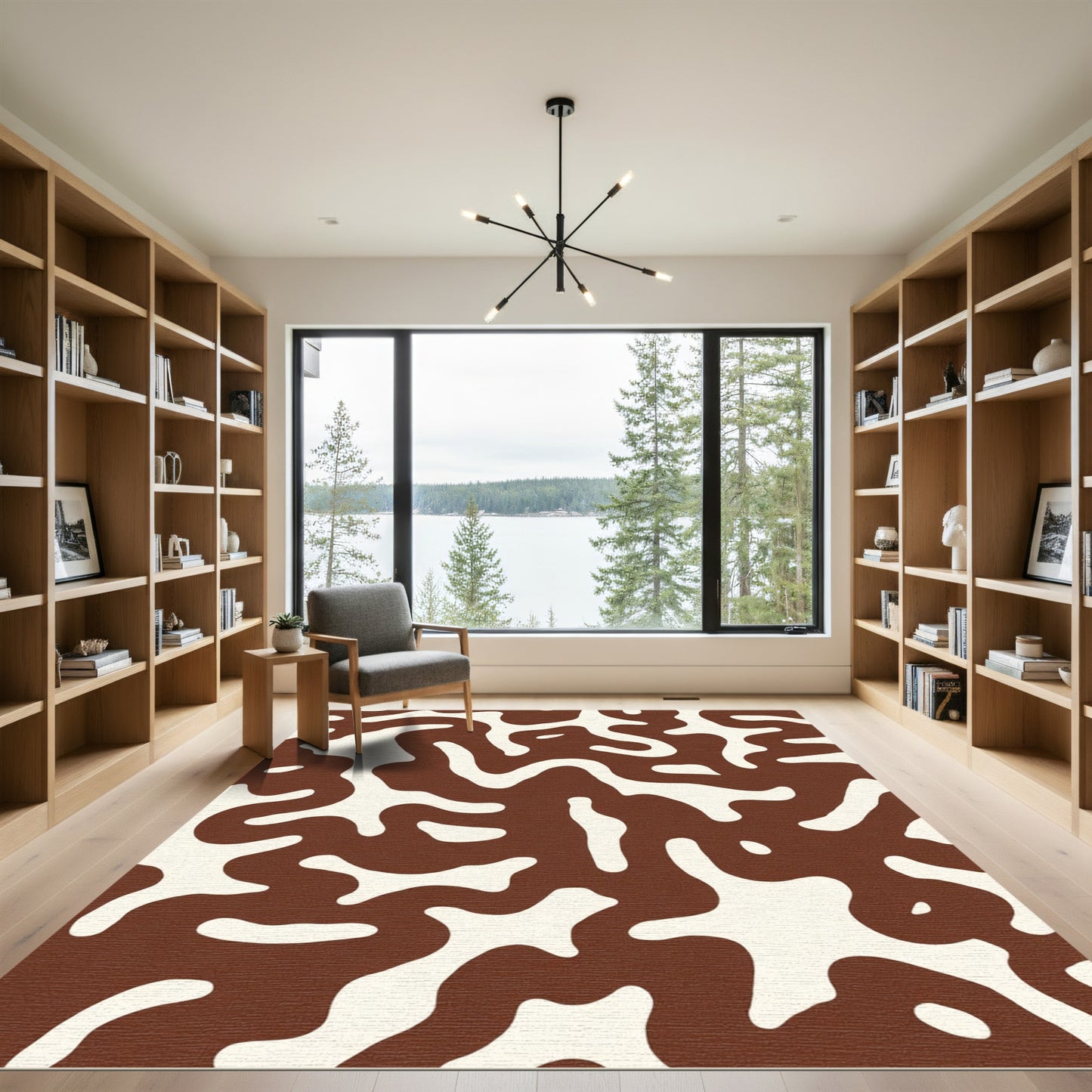 Organic Brown And Cream Amoeba Rug