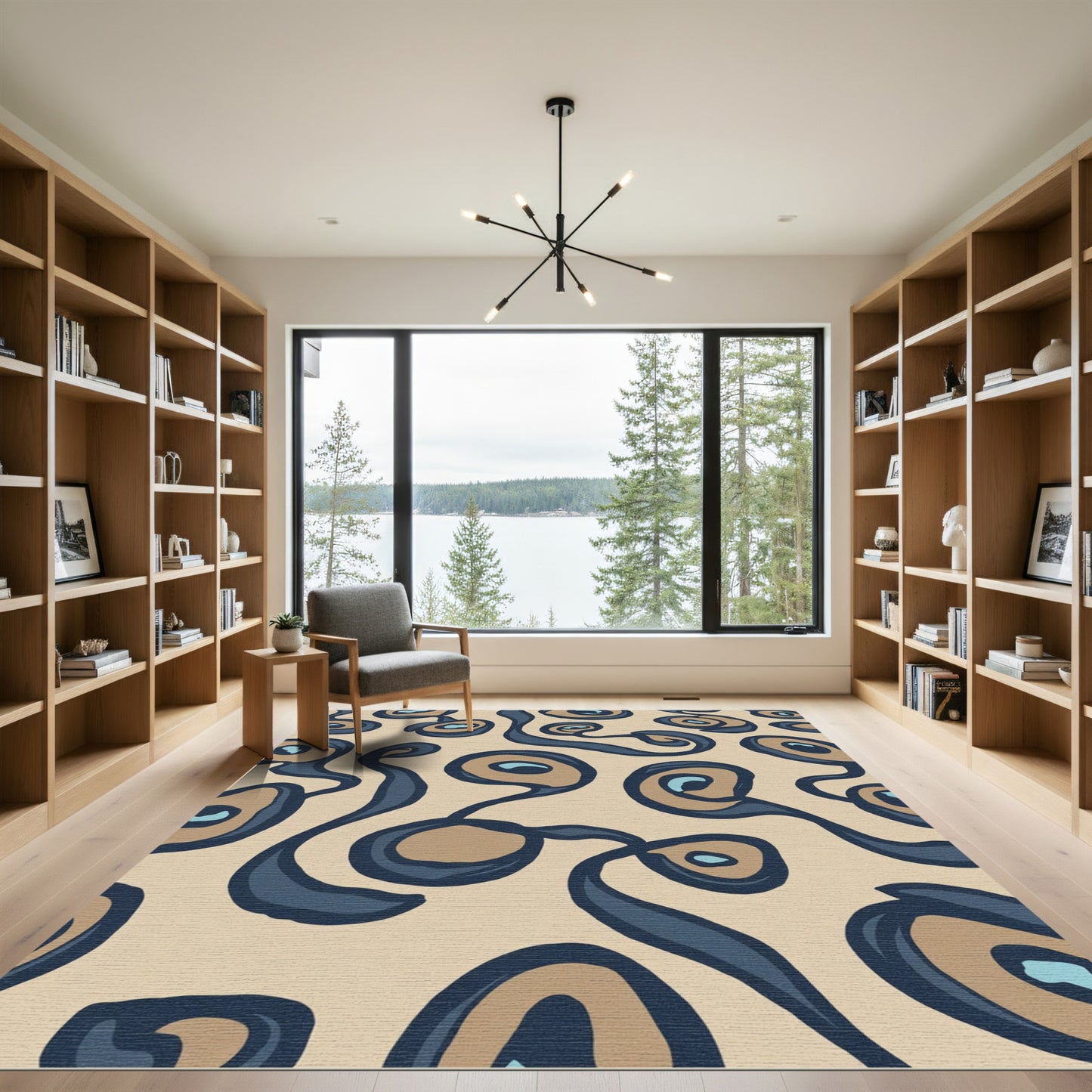 Sandy Tan Organic Swirl Rug