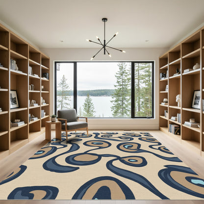 Sandy Tan Organic Swirl Rug