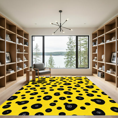 Bold Yellow Black Floral Pop Rug