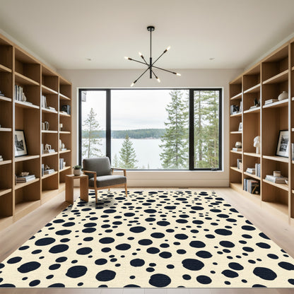 Cream Navy Polka Dot Scatter Rug