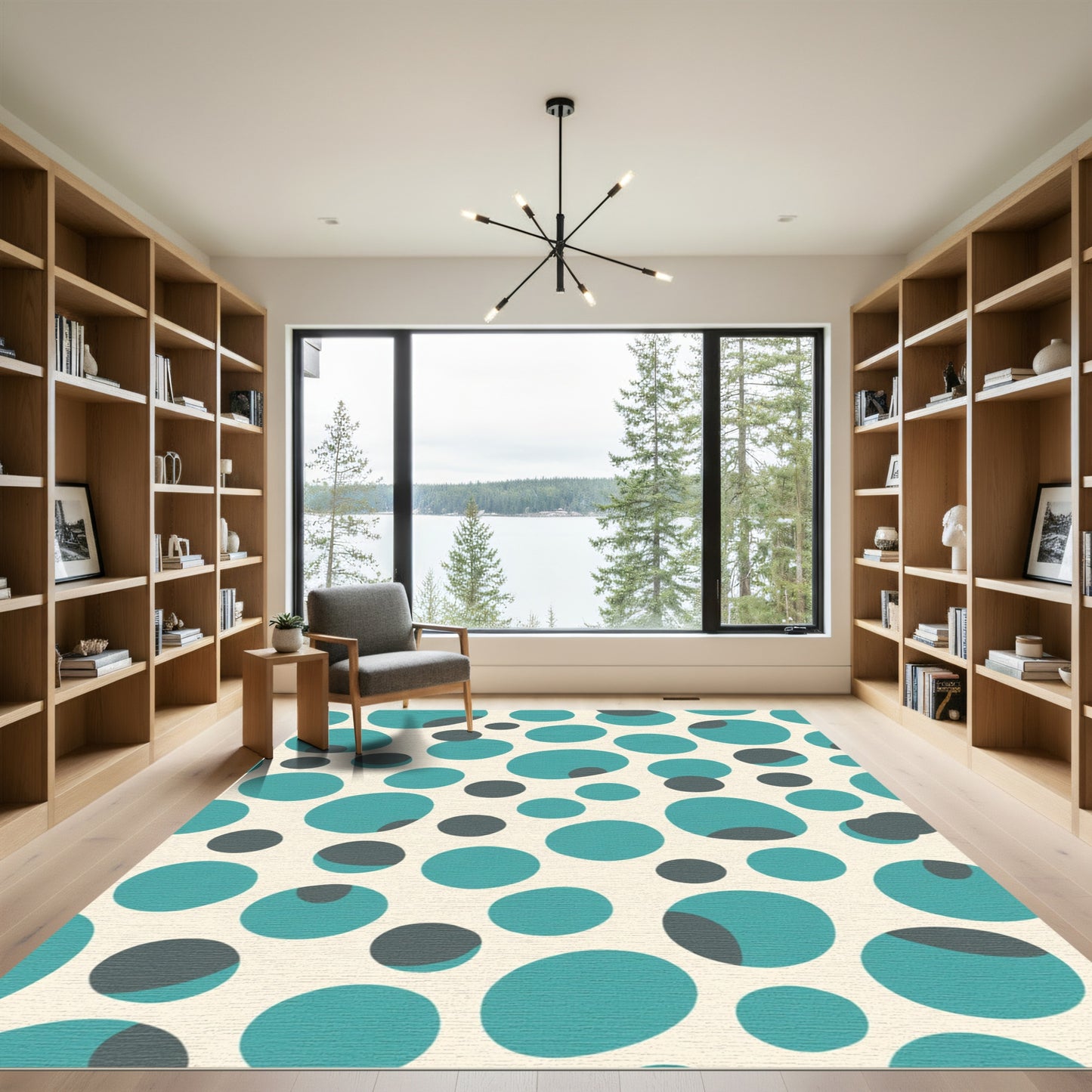 Teal And Gray Overlay Circles Rug