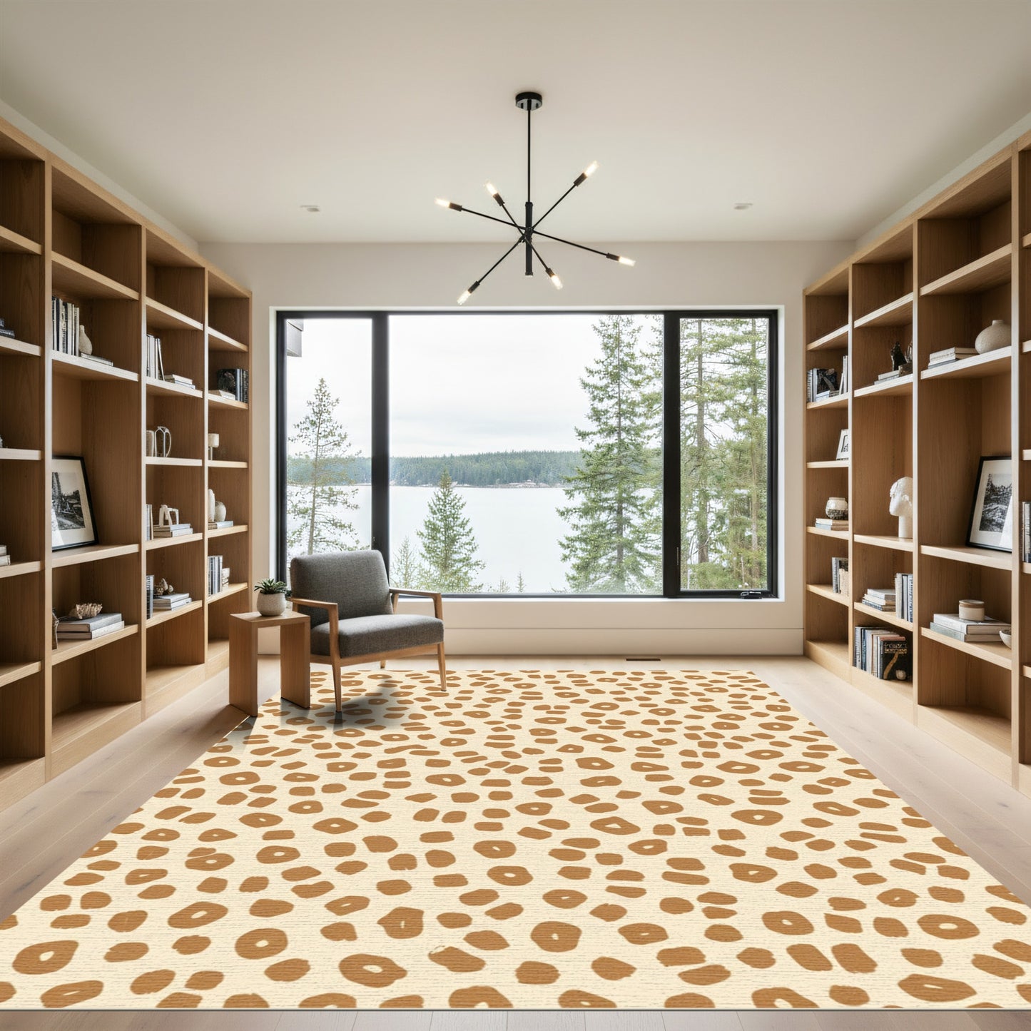 Beige Brown Spotted Animal Print Rug