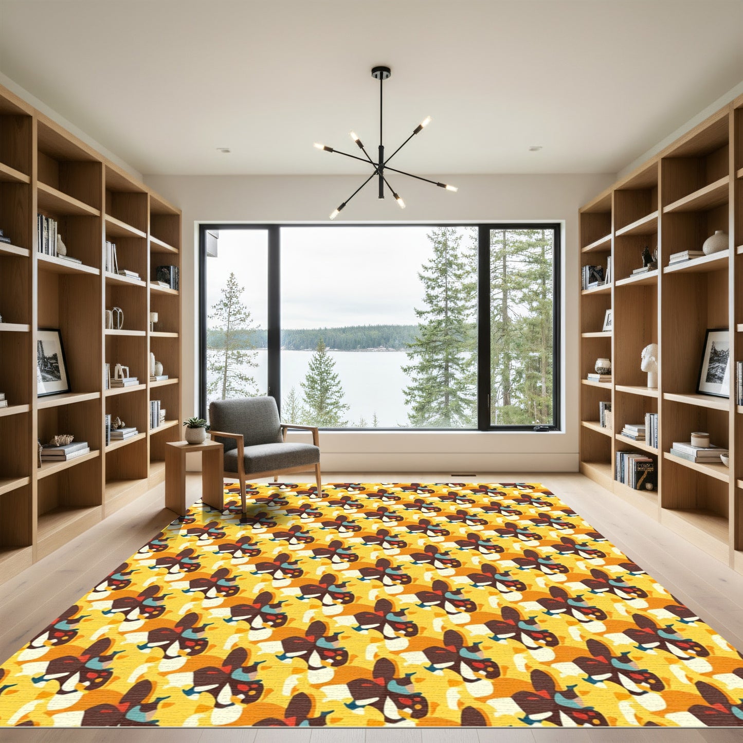 Abstract Butterfly Bloom Yellow Rug