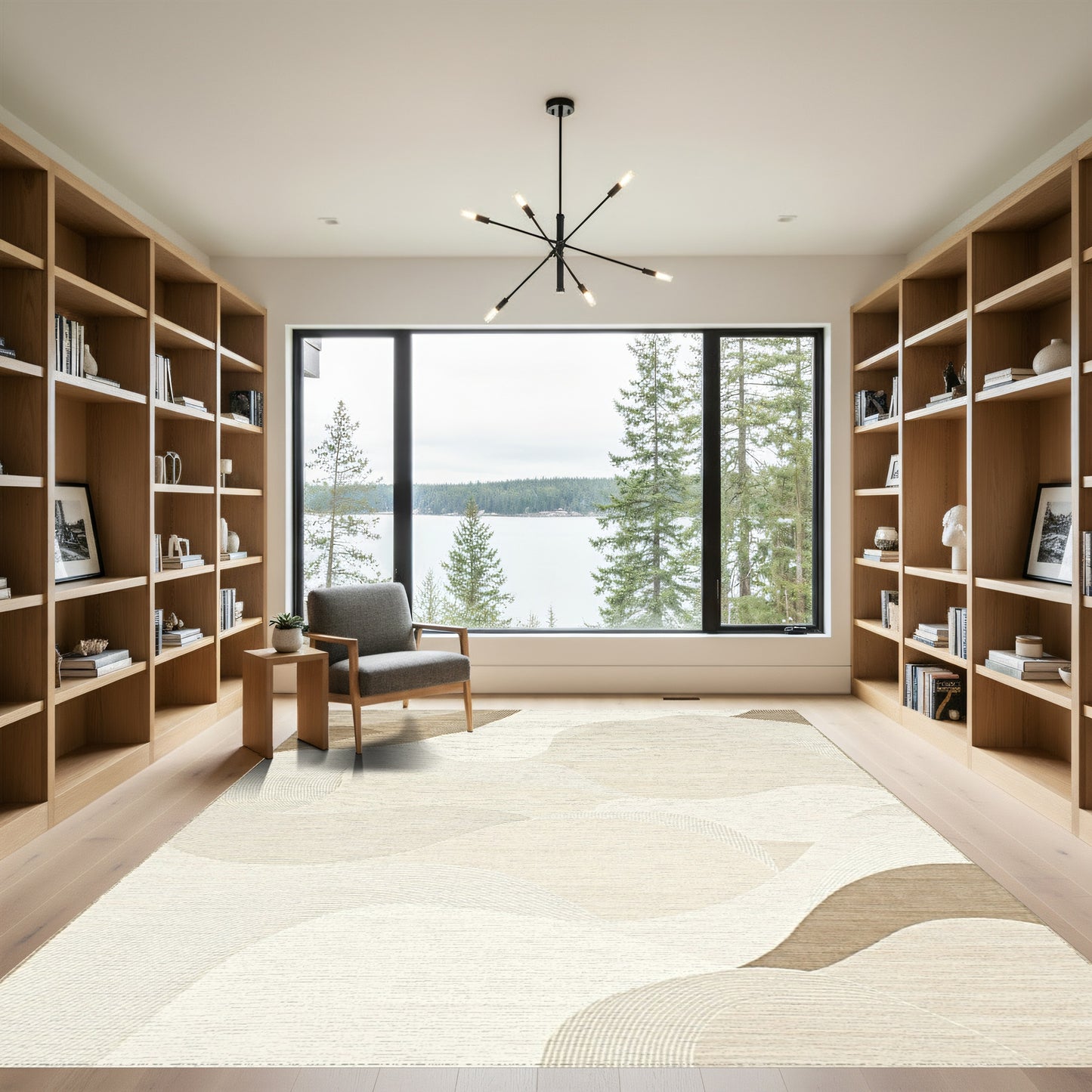 Beige Abstract Wavy Layers Rug