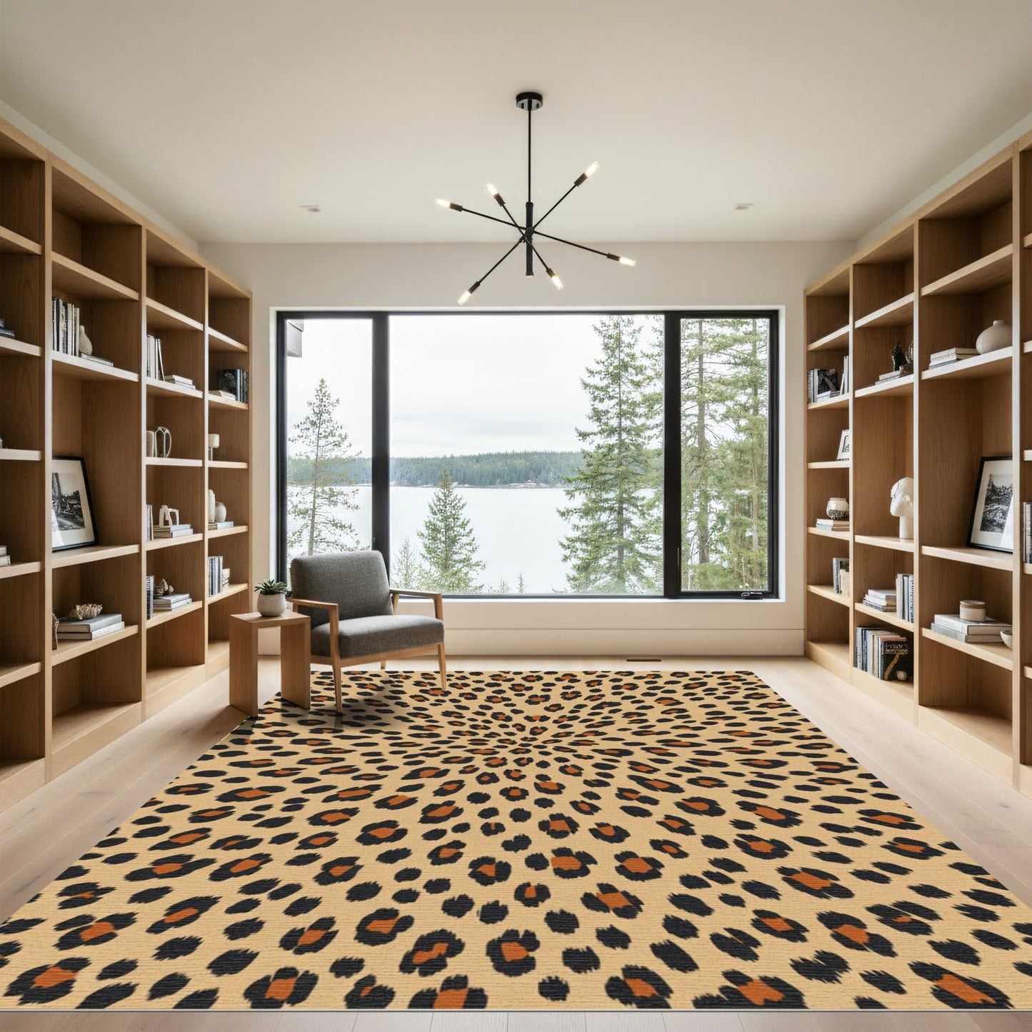 Brown Tan Leopard Roar Radiating Rug