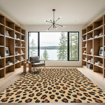 Brown Tan Leopard Roar Radiating Rug