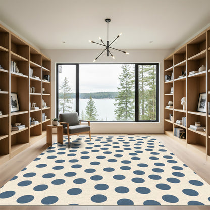 Delicate Blue Polka Dot Cream Rug