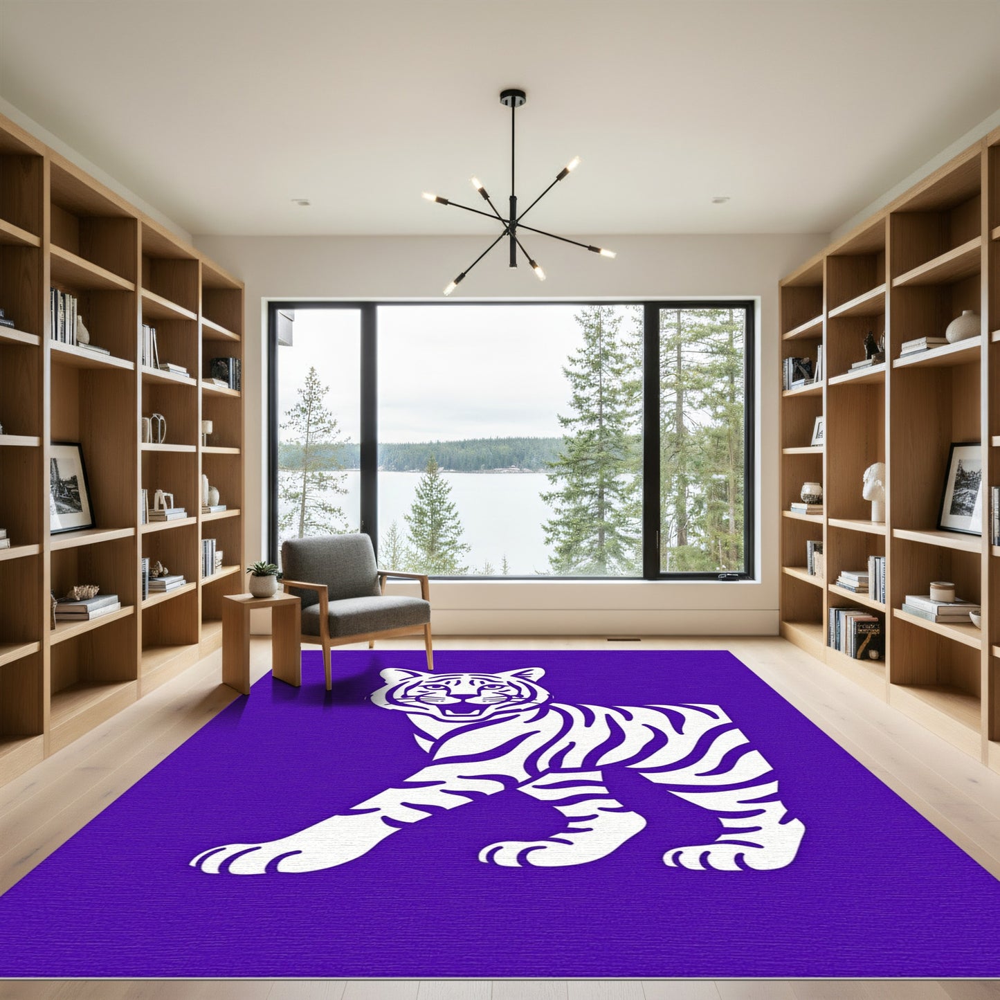 Vibrant Purple Tiger Roaring Rug