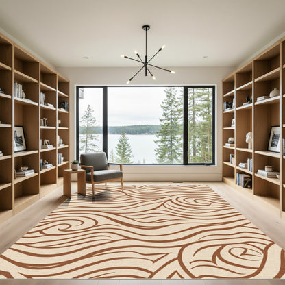 Earthy Brown Swirl Flow Rug