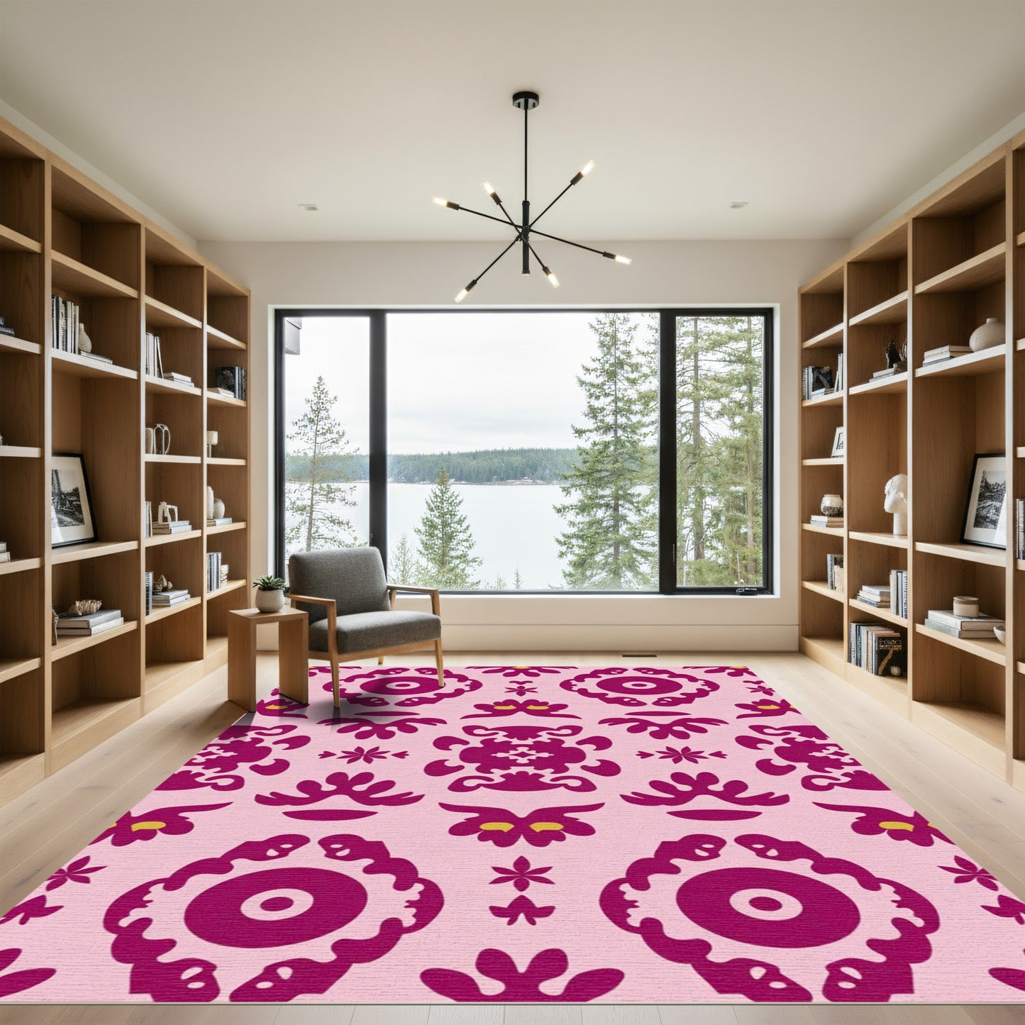 Fuchsia Pink Ornate Medallion Rug