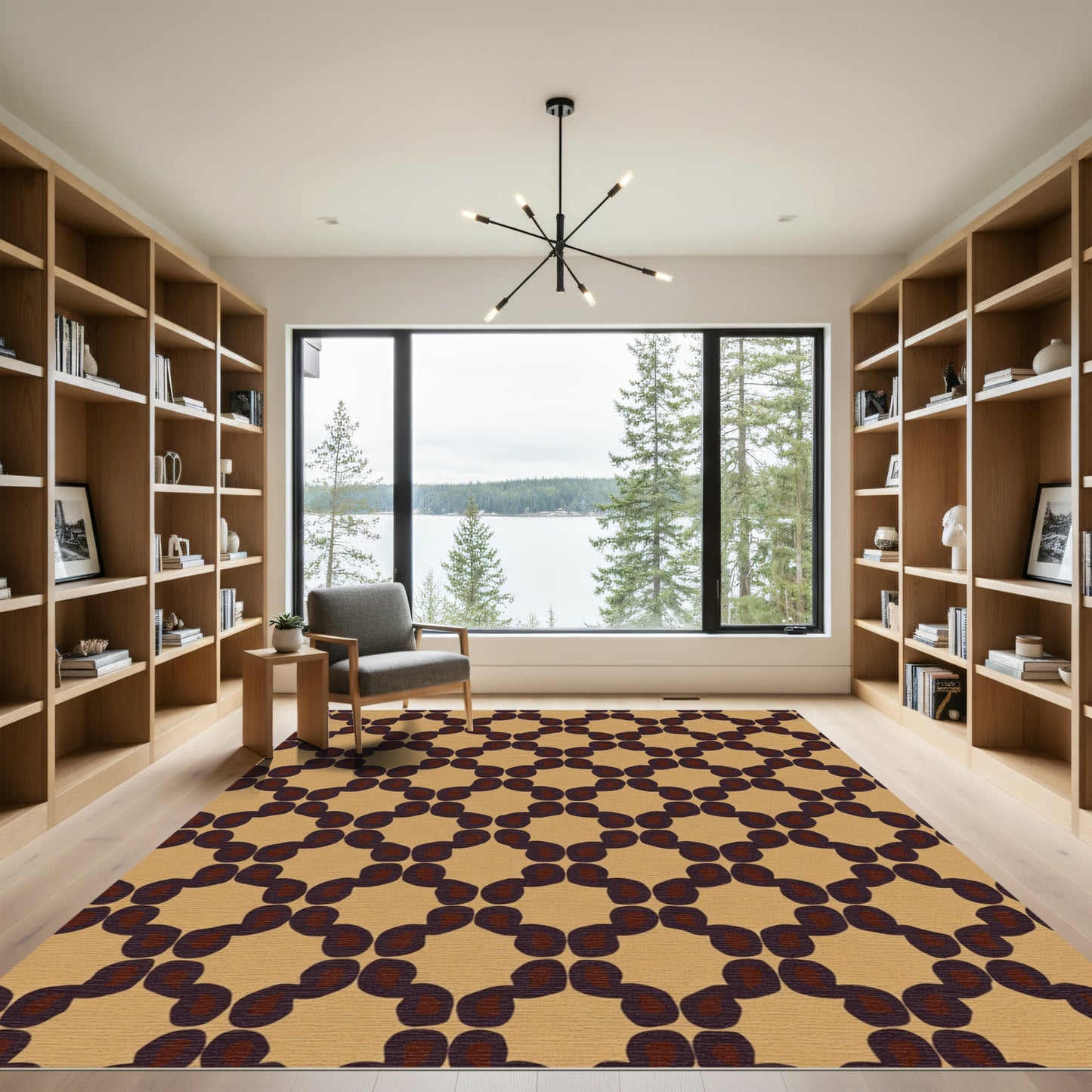 Auburn Tan Abstract Chain Rug