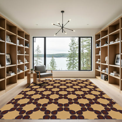 Auburn Tan Abstract Chain Rug