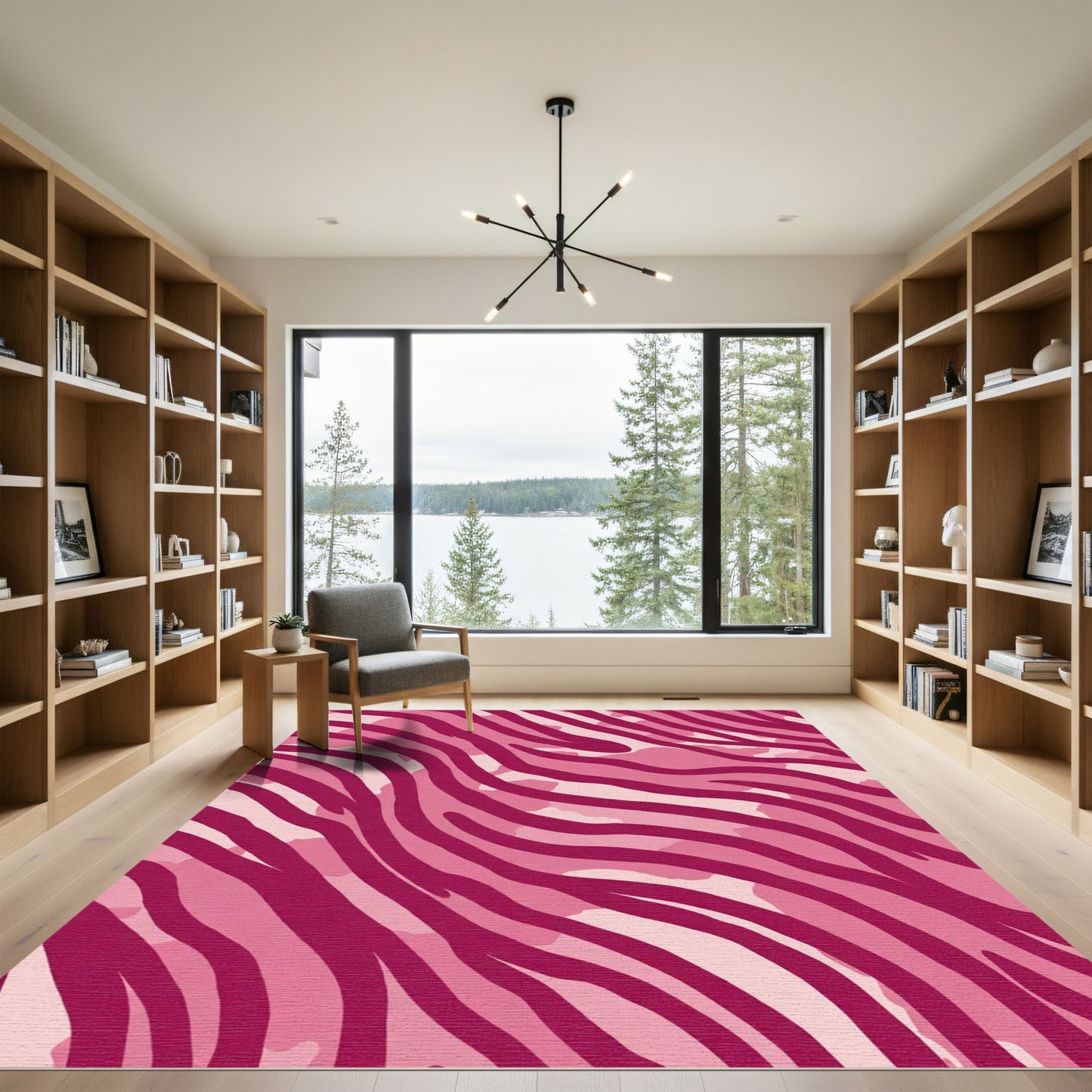 Pink Camouflage Zebra Stripes Rug
