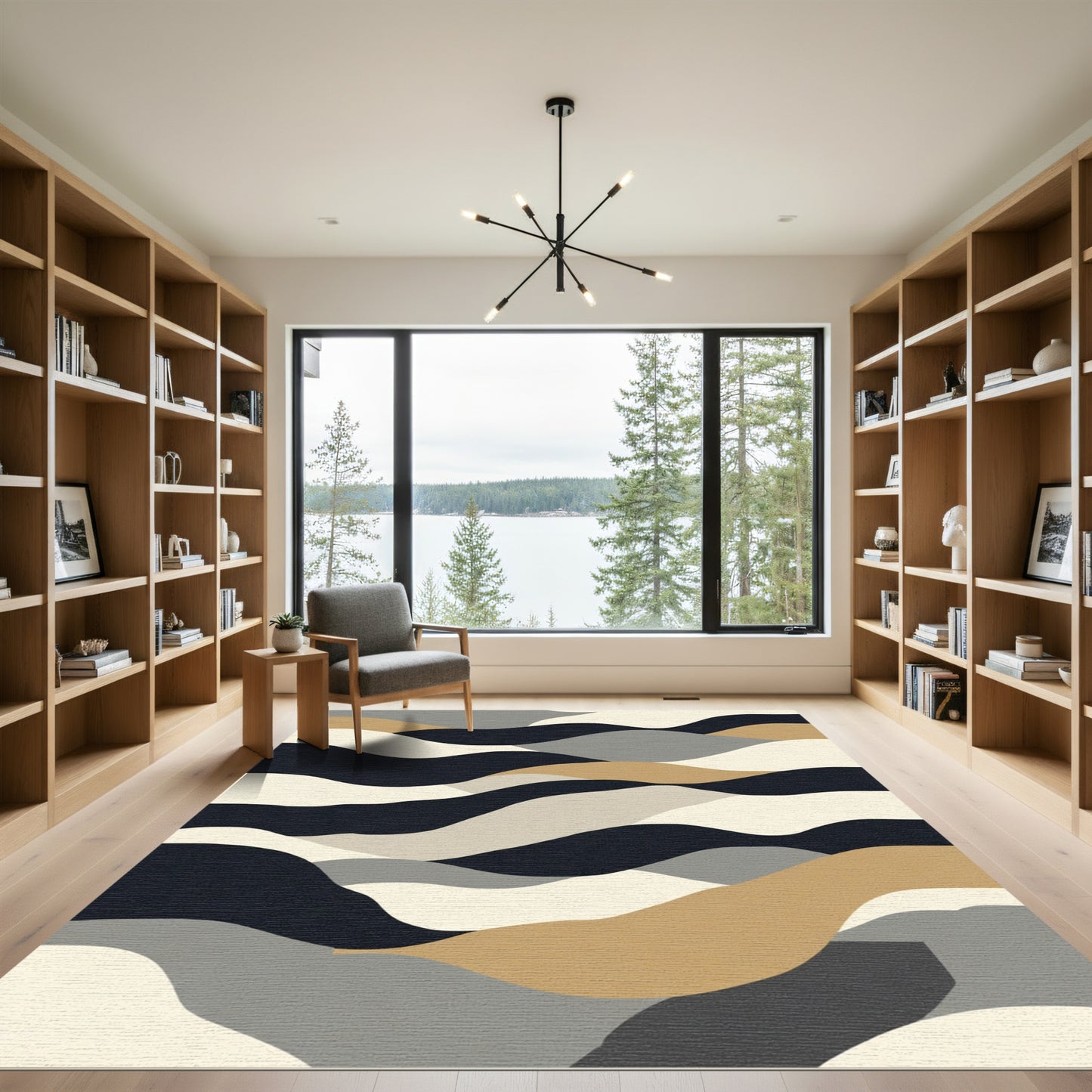 Earthy Abstract Wavy Landscape Rug