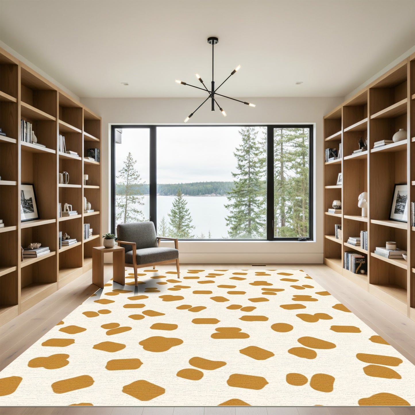 Cream Ochre Spatter Speckle Rug