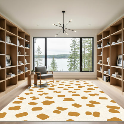 Cream Ochre Spatter Speckle Rug