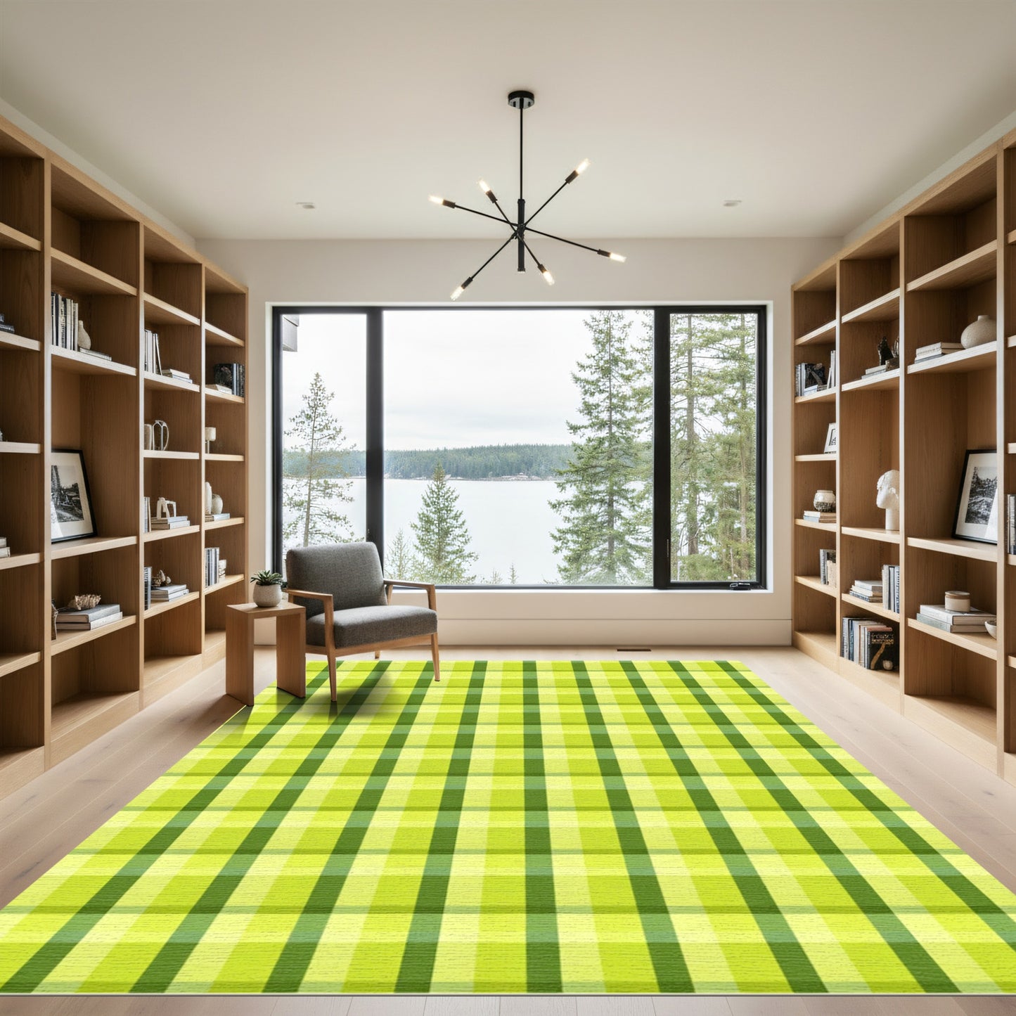 Lime Green Plaid Checkered Harmony Rug