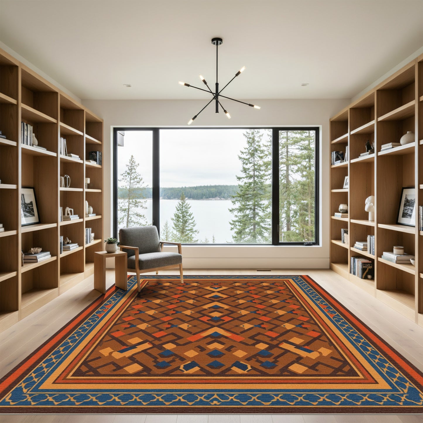Earthy Geometric Lattice Diamond Rug