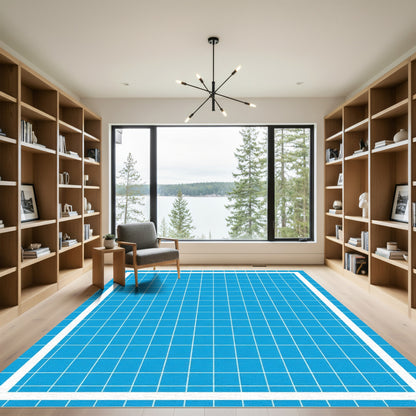 Bright Blue Grid Squares Rug