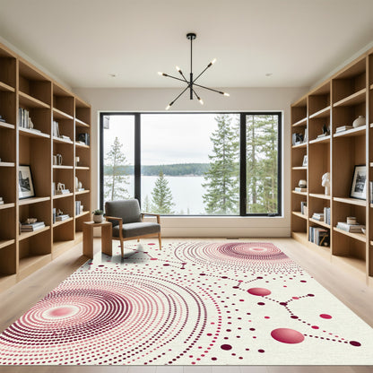 Deep Crimson Radial Connection Dots Rug