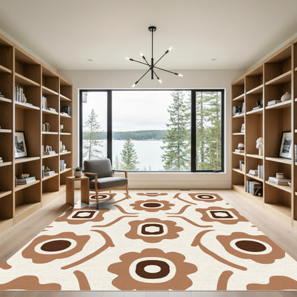Brown Floral Abstract Repeating Rug