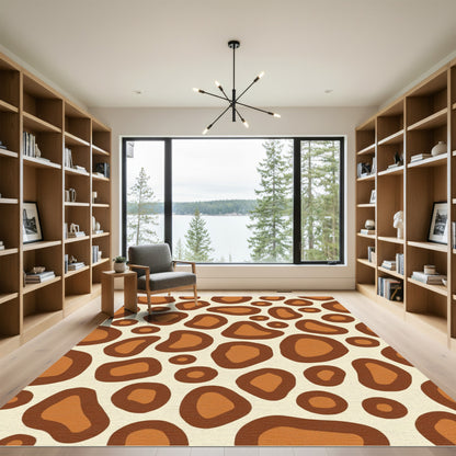Brown Cream Abstract Animal Spots Rug