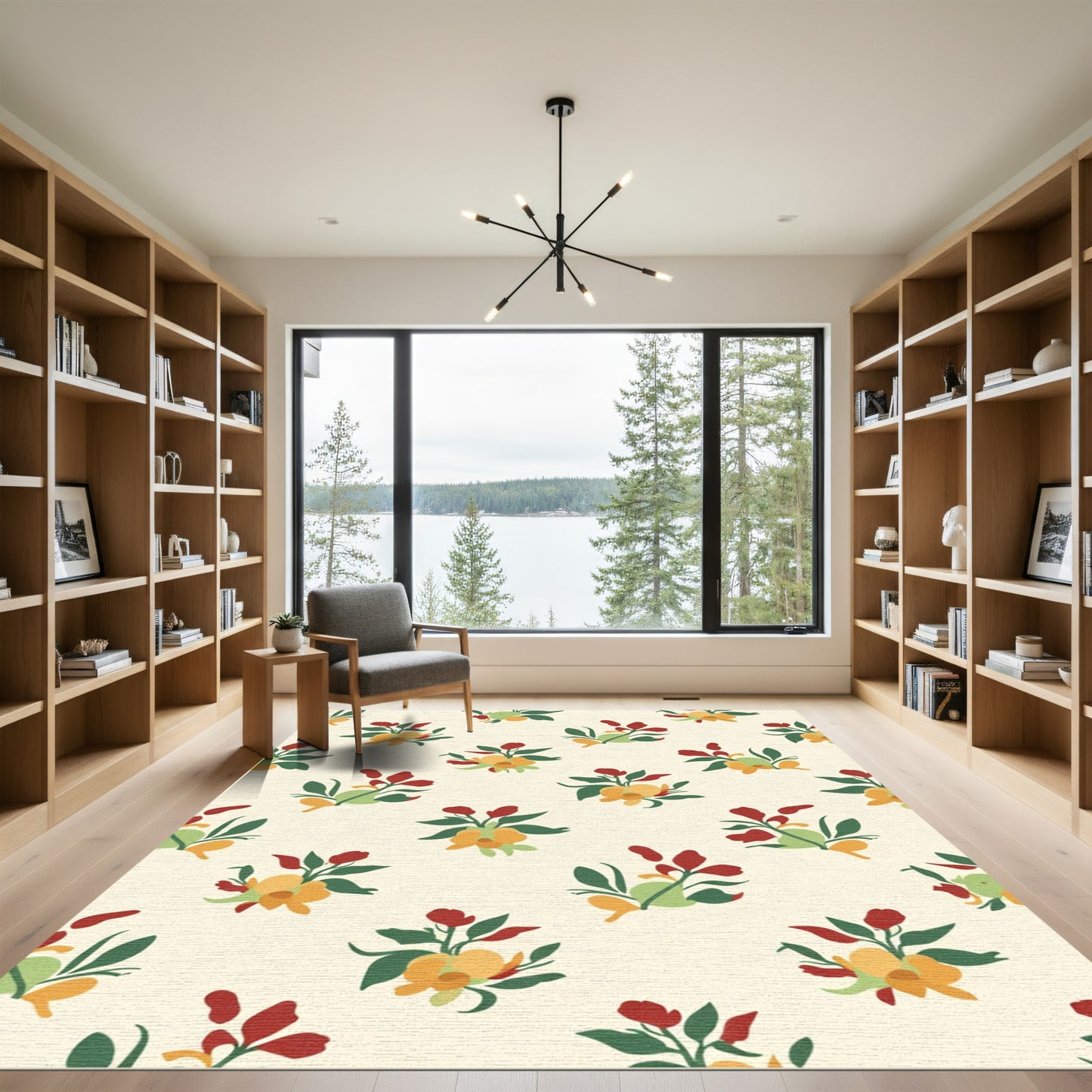 Terracotta Yellow Floral Garden Arrangement Rug