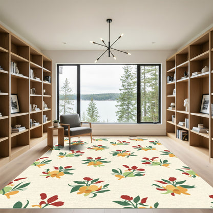 Terracotta Yellow Floral Garden Arrangement Rug
