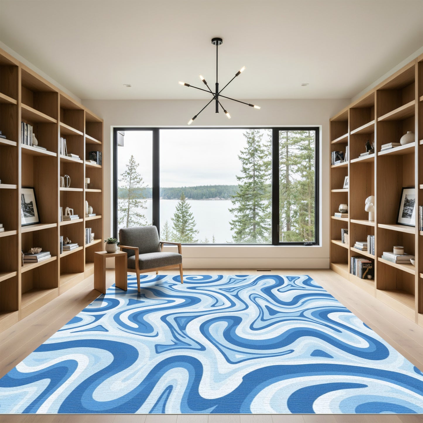 Waves Blue Swirl Abstract Rug