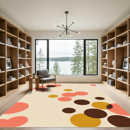 Coral Brown Mustard Bubbles Composition Rug
