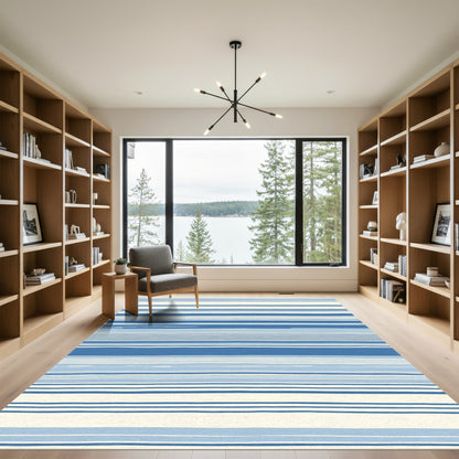 Eclectic Blue White Stripe Rug