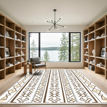 Geometric Abstract Ethnic Brown Stripes Rug