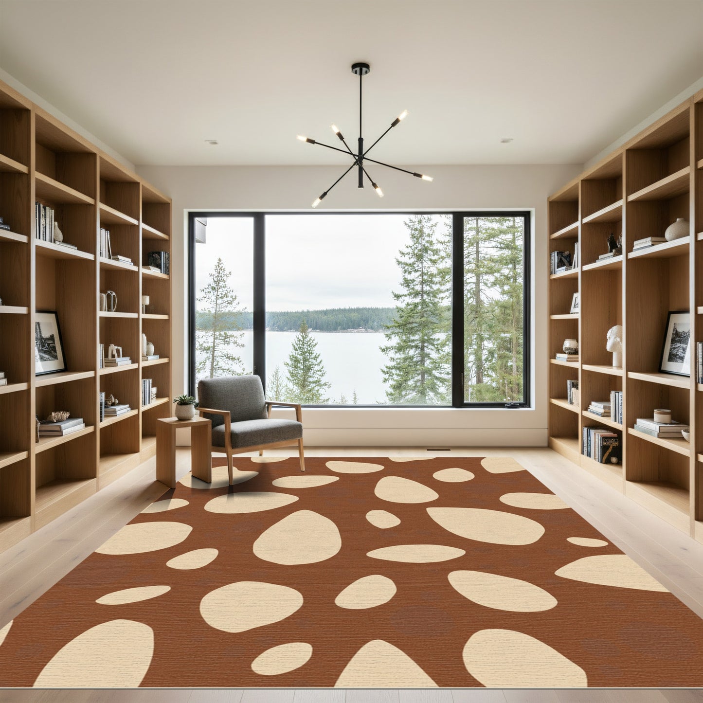 Brown Beige Organic Pebble Rug