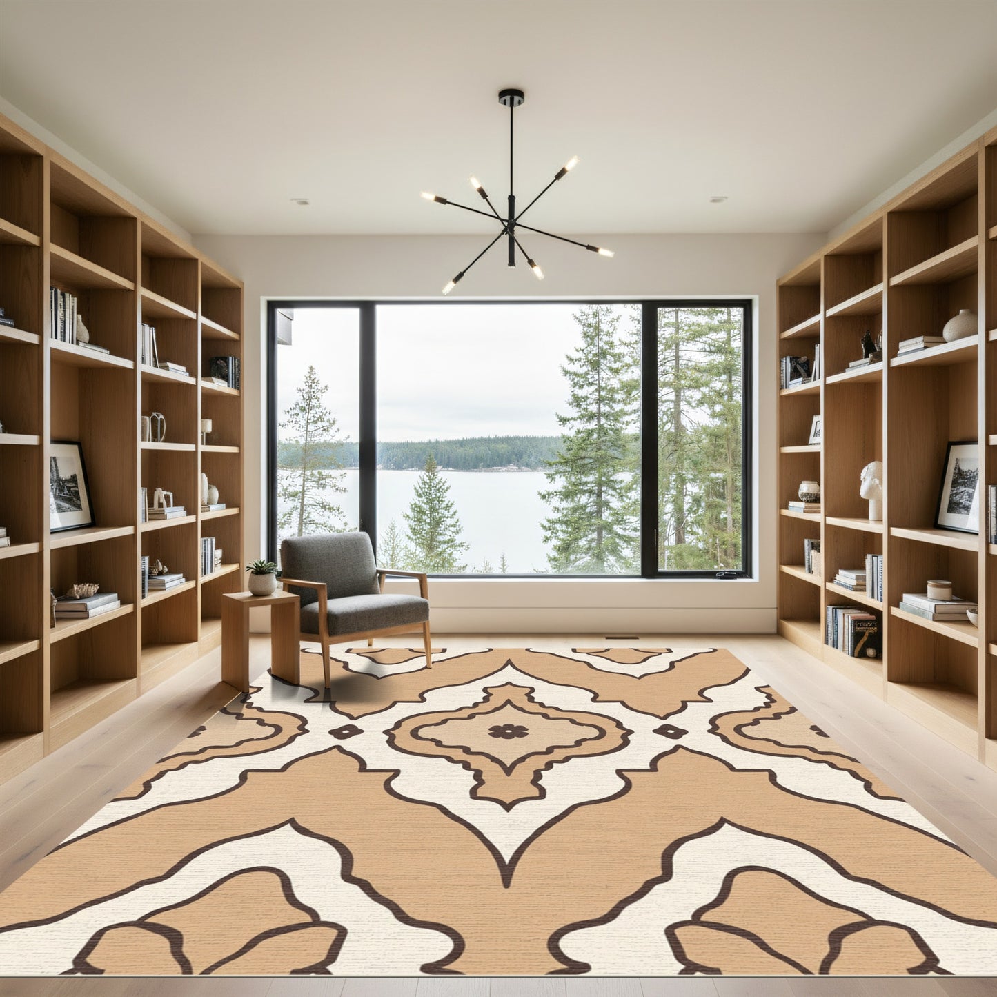 Terracotta Tan Arabesque Mandala Rug