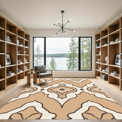 Terracotta Tan Arabesque Mandala Rug