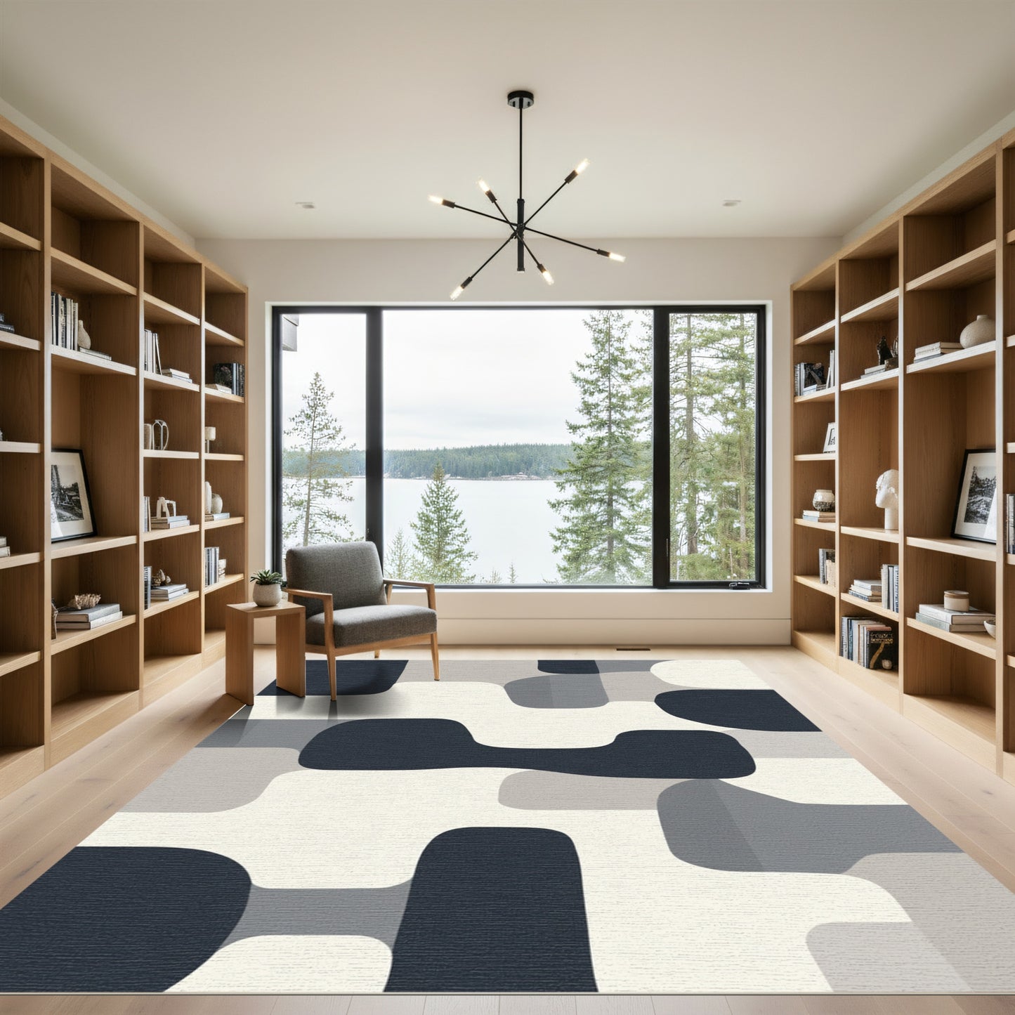 Abstract Mid Century Modern Forms Rug